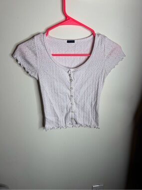 Brandy Melville Light Pink Button-Up Crop Top